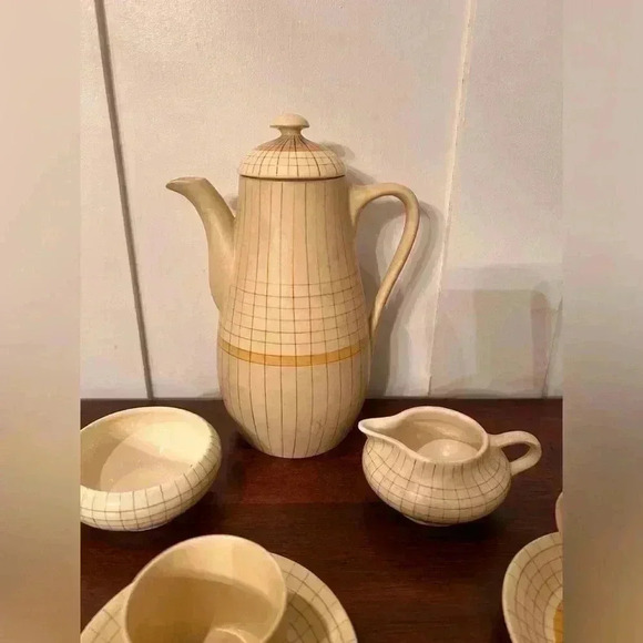 Rare Gray’s Susie Cooper Pottery  Art Deco ‘Sun Buff’ Tea Set 1910-1930’s - Picture 2 of 12